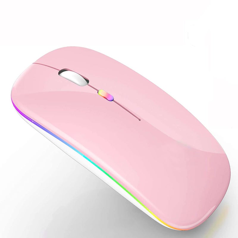 PEIBO Bluetooth Wireless Mouse for Laptop mac MacBook ipad MacBook air MacBook pro pc Desktop Computer Windows Chromebook Notebook (Pink White) - Image 1